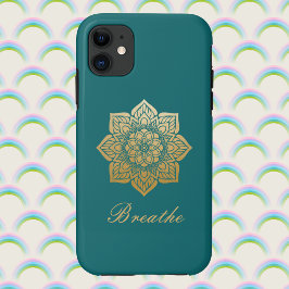 Elegant Breathe Gold Mandala over Rich Green Case-Mate iPhone Case