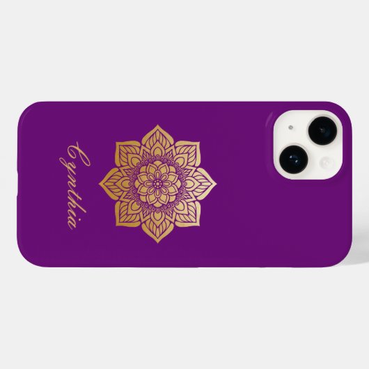 Elegant Breathe Paars en Gold Mandala Case-Mate iPhone Case (Achterkant (horizontaal))