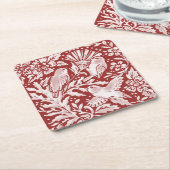 Elegant Brick Red Woodland vogels op Thistle Flowe Kartonnen Onderzetters (Schuin)