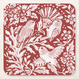 Elegant Brick Red Woodland vogels op Thistle Flowe Kartonnen Onderzetters