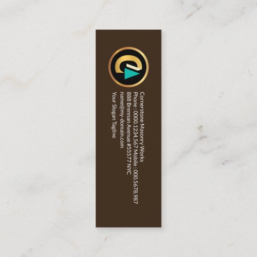 Elegant Brick Works Modern Stone Home Masonry Mini Visitekaartje (Achterkant)