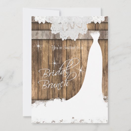 Elegant Bridal Brunch in Rustic Wood and Lace Kaart (Voorkant)