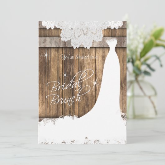 Elegant Bridal Brunch in Rustic Wood and Lace Kaart (Staand voorkant)