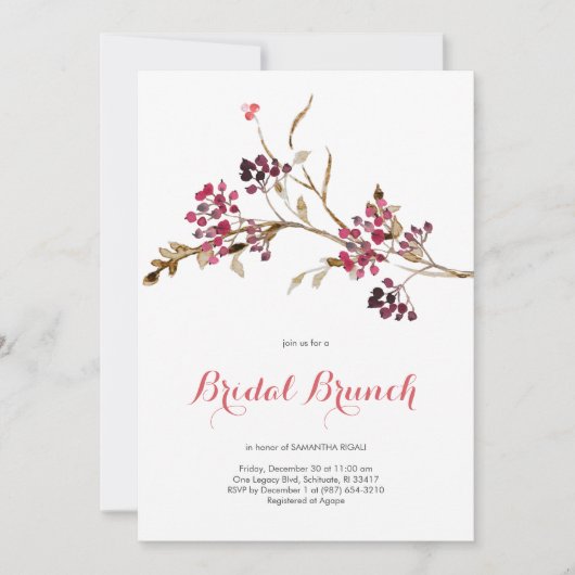 Elegant Bridal Brunch Kerstfeest Kaart (Voorkant)