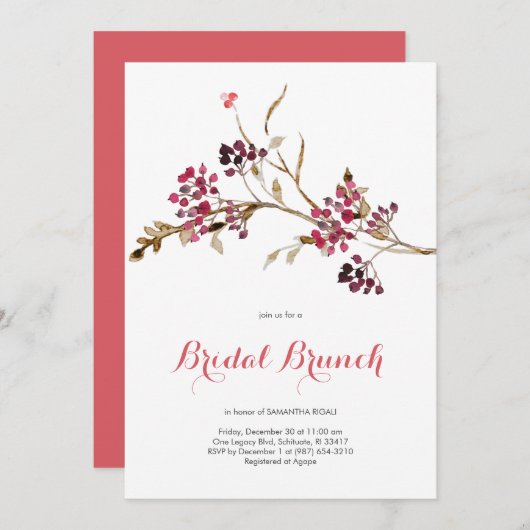 Elegant Bridal Brunch Kerstfeest Kaart (Voorkant / Achterkant)