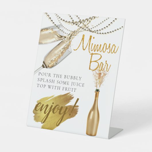 Elegant Bridal Brunch Mimosa Bar Pedestal Sign Reclamebord Met Voetstuk (Voorkant)