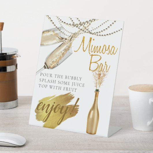 Elegant Bridal Brunch Mimosa Bar Pedestal Sign Reclamebord Met Voetstuk (Insitu)