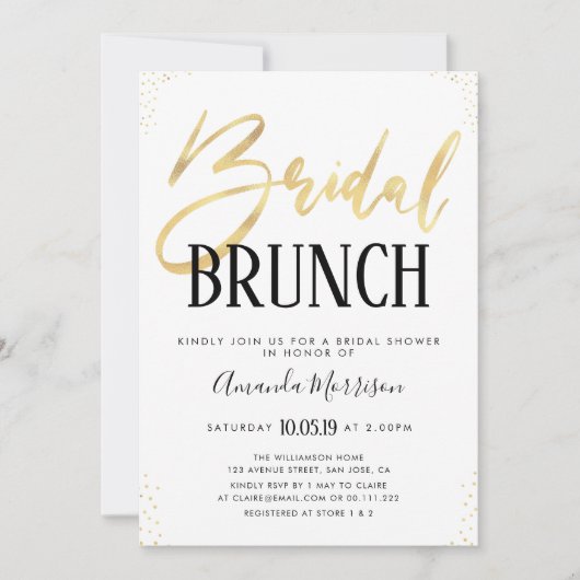 Elegant bridal brunch-uitnodiging kaart (Voorkant)