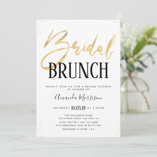 Elegant bridal brunch-uitnodiging kaart (Staand voorkant)