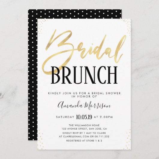 Elegant bridal brunch-uitnodiging kaart (Voorkant / Achterkant)