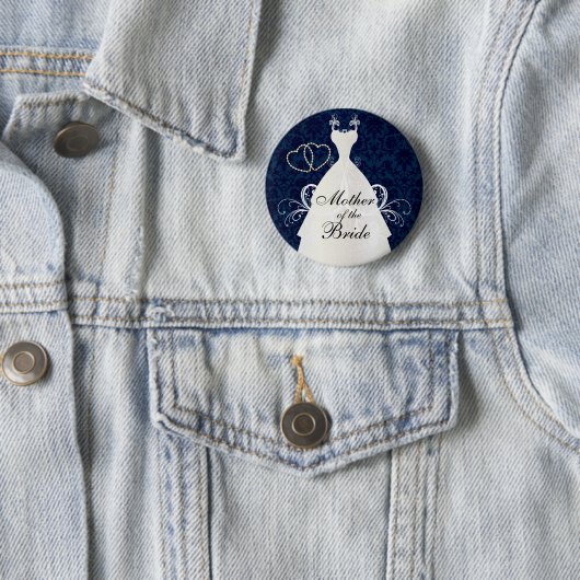 Elegant Bridal Dress over donkerblauw Ronde Button 5,7 Cm (In situ)