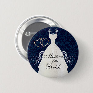 Elegant Bridal Dress over donkerblauw Ronde Button 5,7 Cm