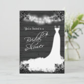 Elegant Bridal Gown on Rustic Black Wood Kaart (Staand voorkant)