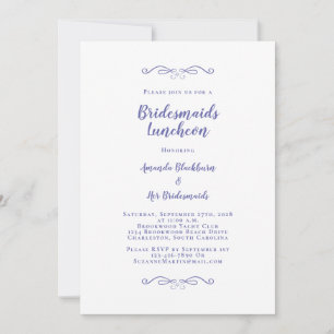 Elegant Bridal Luncheon Bridesmaids Periwinkle Kaart