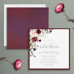 Elegant Bridal Luncheon Floral Burgundy Kaart<br><div class="desc">De Elegant Burgundy Bridal Luncheon Floral Botanische Uitnodiging is een traditionele manier om je bruidsmeisjes voor de bruiloft te vieren en te bedanken, voor al de hulp die ze je hebben gegeven met je bruiloft. Het ontwerp van deze uitnodiging is voorzien van een bouquet van bruine en bleke roze bloemen...</div>