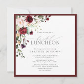 Elegant Bridal Luncheon Floral Burgundy Kaart (Voorkant)