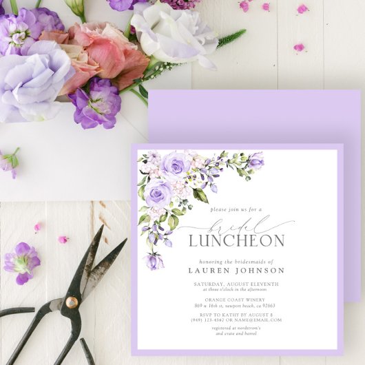 Elegant Bridal Luncheon Floral Lila Lavender Kaart