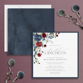 Elegant Bridal Luncheon Floral Navy Blue Burgundy Kaart