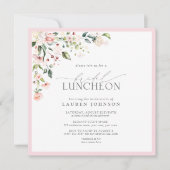 Elegant Bridal Luncheon Floral roze uitnodiging (Voorkant)