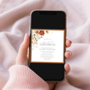 Elegant Bridal Luncheon Floral Rust Sinaasappel Kaart