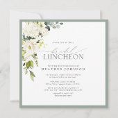 Elegant Bridal Luncheon Floral White Grey Green Kaart (Voorkant)