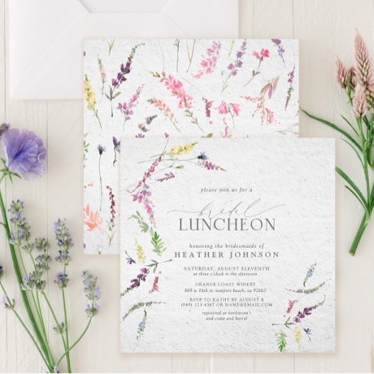 Elegant Bridal Luncheon Floral Wildflower Kaart