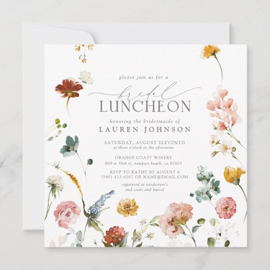 Elegant Bridal Luncheon Garden Flowers Kaart (Voorkant)