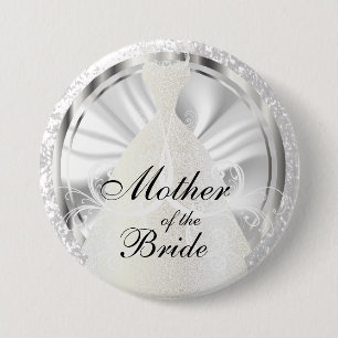 Elegant Bridal Party met White & Silver Accents Ronde Button 7,6 Cm