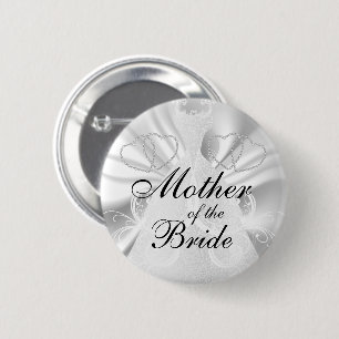 Elegant Bridal Party White Faux Satin Ronde Button 5,7 Cm