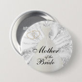 Elegant Bridal Party White Satin Design Ronde Button 7,6 Cm (Voorkant /achterkant)