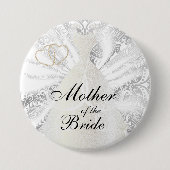 Elegant Bridal Party White Satin Design Ronde Button 7,6 Cm (Voorkant)