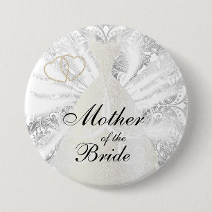 Elegant Bridal Party White Satin Design Ronde Button 7,6 Cm