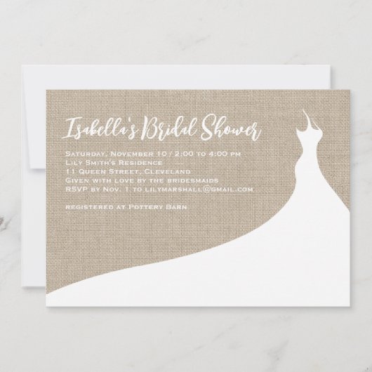Elegant Bridal Shower Invitation burlap Kaart (Voorkant)