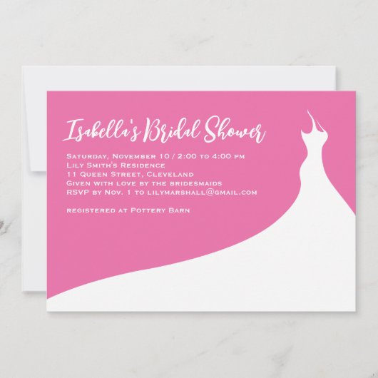 Elegant Bridal Shower Invitation fuchsia Kaart (Voorkant)