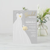 Elegant Bridal Shower Invitation | Grijs en goud Kaart (Staand voorkant)