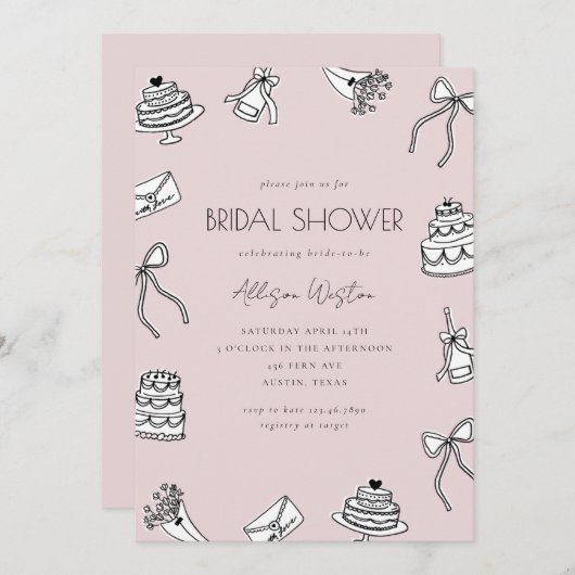 Elegant Bridal Shower Invitation Kaart (Voorkant / Achterkant)