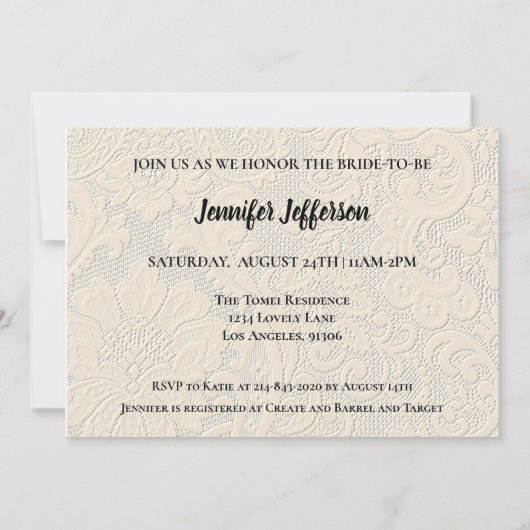 Elegant Bridal Shower Invitation Kaart (Achterkant)