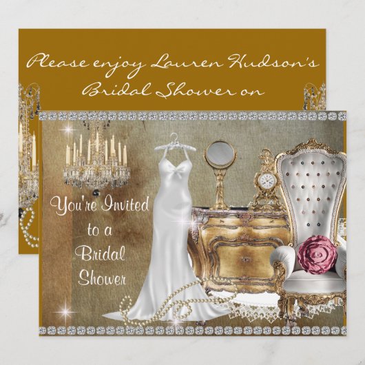 ELEGANT  BRIDAL SHOWER INVITATION KAART (Voorkant / Achterkant)