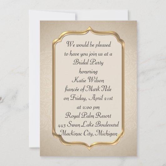 Elegant Bridal Shower Invitation Kaart (Achterkant)