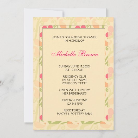 Elegant Bridal Shower Invitation Kaart (Voorkant)