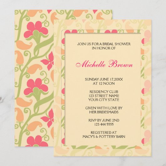 Elegant Bridal Shower Invitation Kaart (Voorkant / Achterkant)