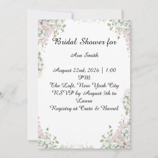 Elegant Bridal Shower Invitation Kaart (Voorkant)