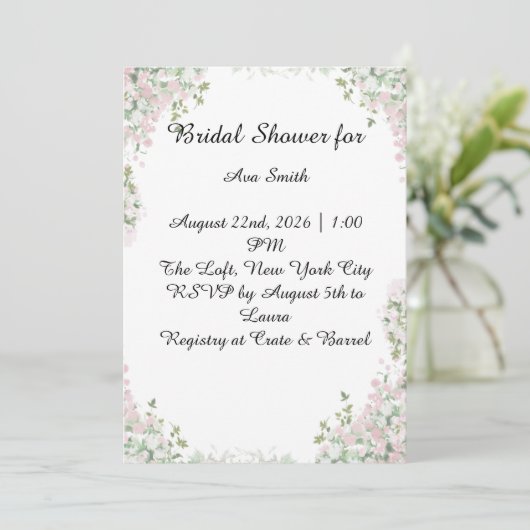 Elegant Bridal Shower Invitation Kaart (Staand voorkant)