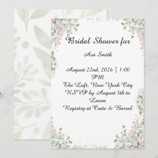 Elegant Bridal Shower Invitation Kaart (Voorkant / Achterkant)
