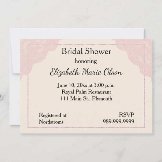 Elegant Bridal Shower Invitation Kaart (Achterkant)