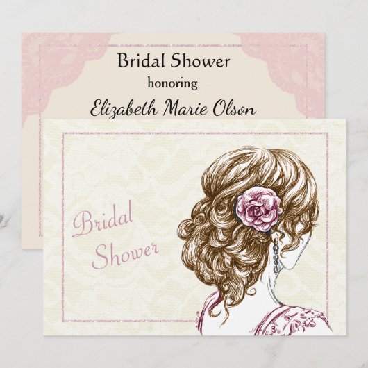 Elegant Bridal Shower Invitation Kaart (Voorkant / Achterkant)