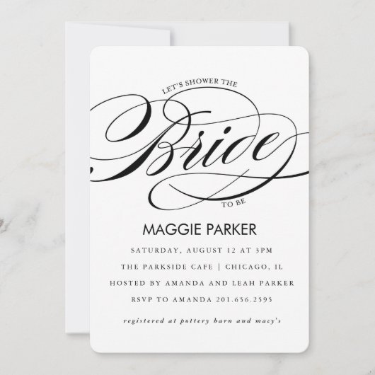 Elegant Bridal Shower Invitation Kaart (Voorkant)