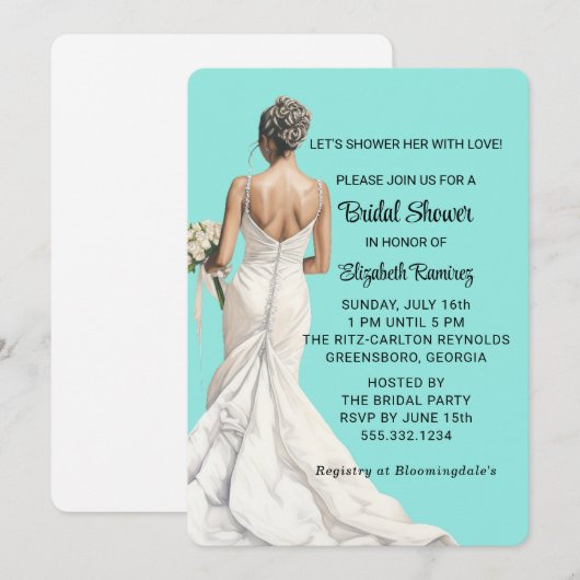 Elegant Bridal Shower Invitation Kaart (Voorkant / Achterkant)