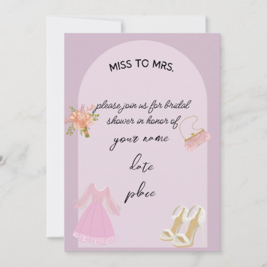 Elegant Bridal Shower Invitation Kaart (Voorkant)