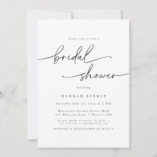 Elegant Bridal Shower Invitation Kaart (Voorkant)